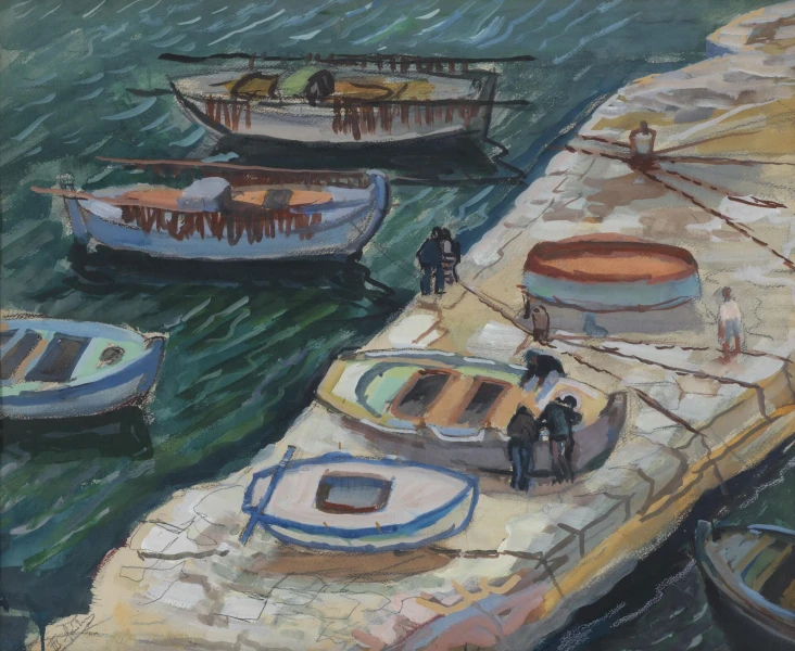 periklis-bizantioso-molos-tis-ydras1954gouache37x45ekidiotiki-silloghifotoghrafisistudio-vaharidis.jpg