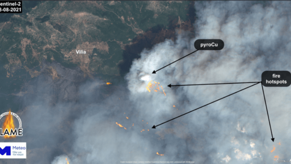 Εθνικό Αστεροσκοπείο Αθηνών-meteo.gr: Η “έκρηξη” της δασικής πυρκαγιάς στα Βίλια