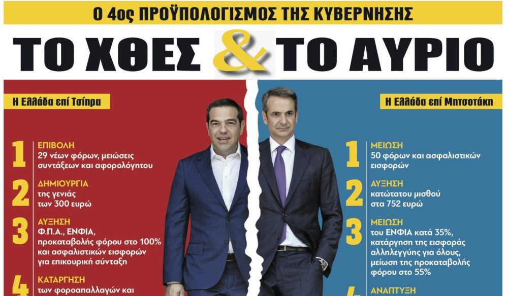 Διαβάστε στην εφημερίδα “tomanifesto”: ΤΟ ΧΘΕΣ & ΤΟ ΑΥΡΙΟ – Η Ελλάδα του Τσίπρα vs η Ελλάδα του Μητσοτάκη
