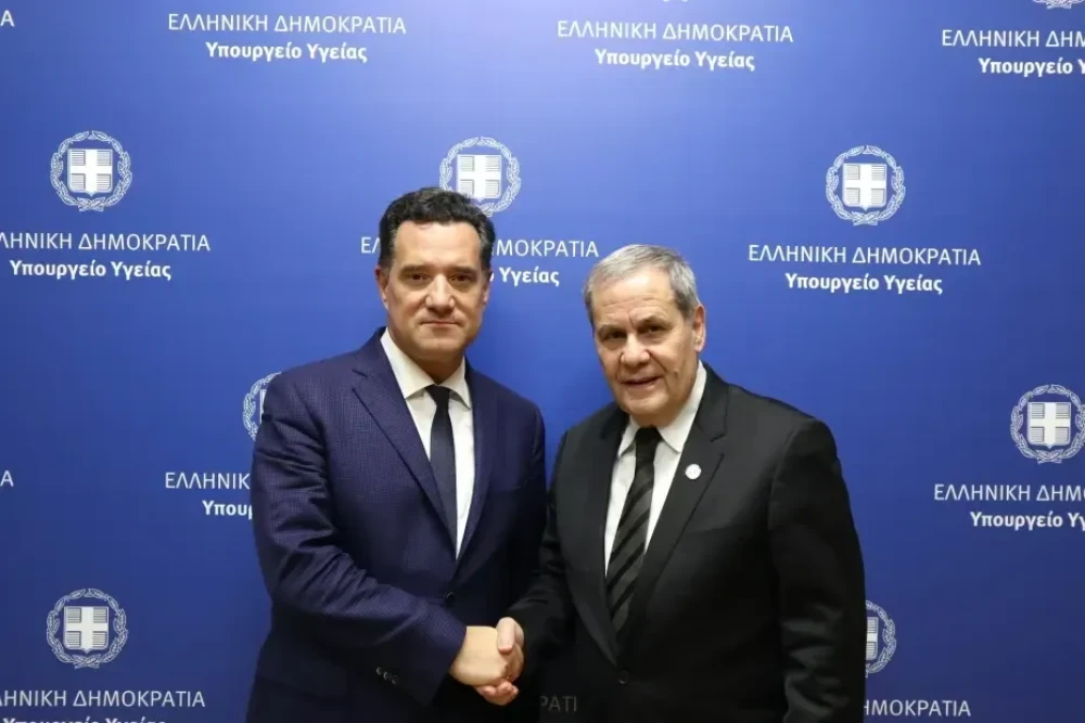 Συνάντηση του Άδωνι Γεωργιάδη με τον νεοεκλεγέντα πρόεδρο του ΠΙΣ Κωνσταντίνο Κουτσόπουλο
