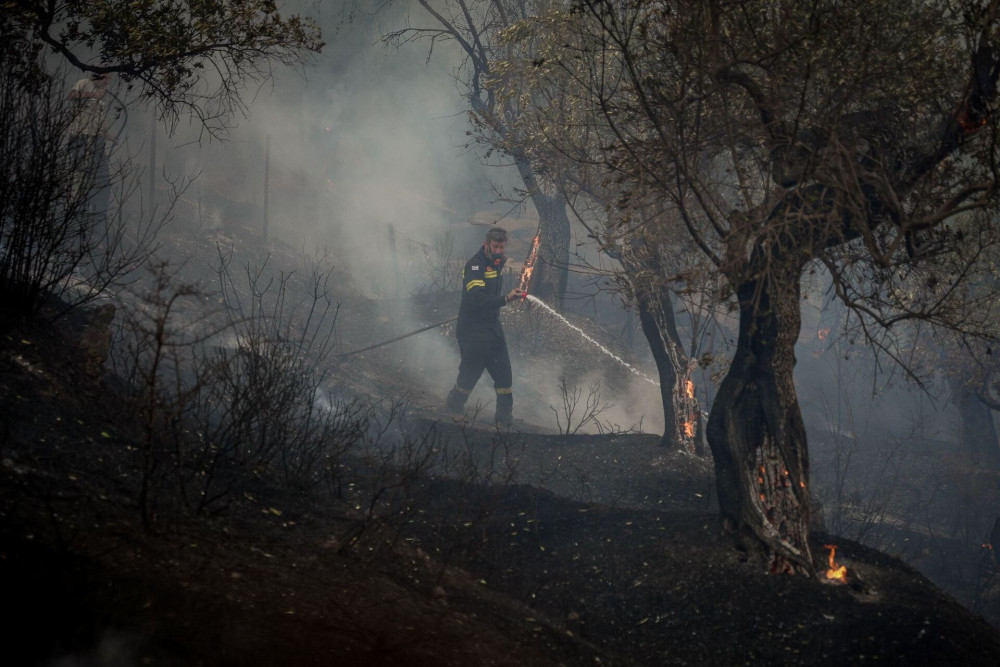 Μυτιλήνη: Πυροσβέστης τραυματίστηκε στη μάχη με τις φλόγες στο Πλωμάρι