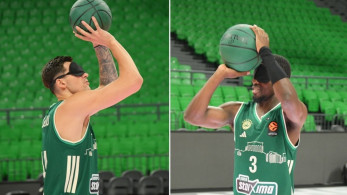 Blindfold Shooting Challenge: Μήτογλου και Φρανσίσκο σουτάρουν χωρίς να βλέπουν το καλάθι