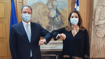 Συνάντηση Λιβανού με την πρόεδρο του ΕΟΤ, Άντζελα Γκερέκου