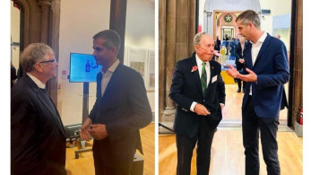 Τετ α τετ Μπακογιάννη με Mike Bloomberg και Bill Gates