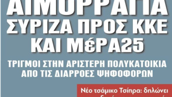 Διαβάστε στην εφημερίδα “tomanifesto”: Αιμορραγία ΣΥΡΙΖΑ προς ΚΚΕ και ΜέΡΑ25
