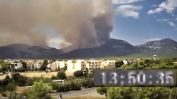 Φωτιά στην Πάρνηθα: η ραγδαία εξάπλωση του μετώπου μέσα σε 30 λεπτά (video)