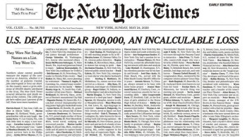 The New York Times: Το συγκλονιστικό πρωτοσέλιδο για τα θύματα του κορωνοϊού