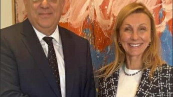Συνάντηση Τάκη Θεοδωρικάκου με την πρόεδρο της Ένωσης Ελλήνων Εφοπλιστών Μελίνα Τραυλού